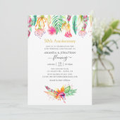 Floral Tropical Sommer 50. Hochzeitstag Einladung (Stehend Vorderseite)