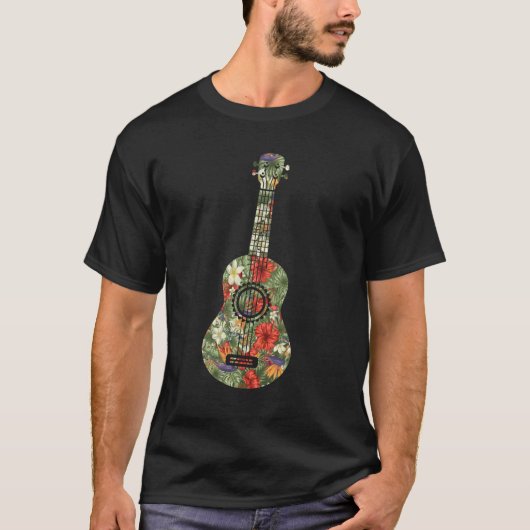 Floral Tropical Ukulele Player Hawaiian Musiker T-Shirt (Vorderseite)