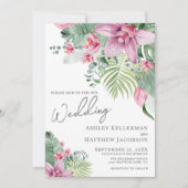 Floral Tropical Wedding Einladung (Vorderseite)