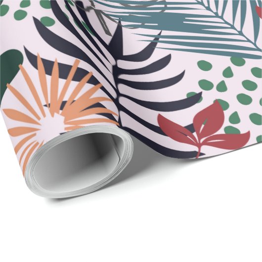 Floral tropisches Muster Wrapping Papper Geschenkpapier (Rolleneckpunkt)