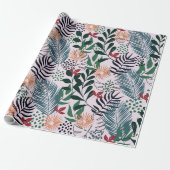 Floral tropisches Muster Wrapping Papper Geschenkpapier (Ungerollt)