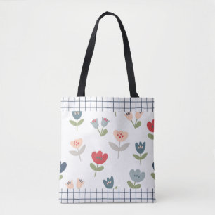 Floral Tulips Abstrakt Trim Bauernhof Muster Tasche