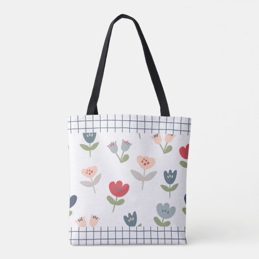 Floral Tulips Abstrakt Trim Bauernhof Muster Tasche (Rückseite)