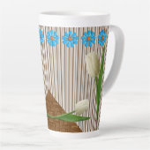 Floral Tulips Streifen Latte Tasse (Rechte Ecke)