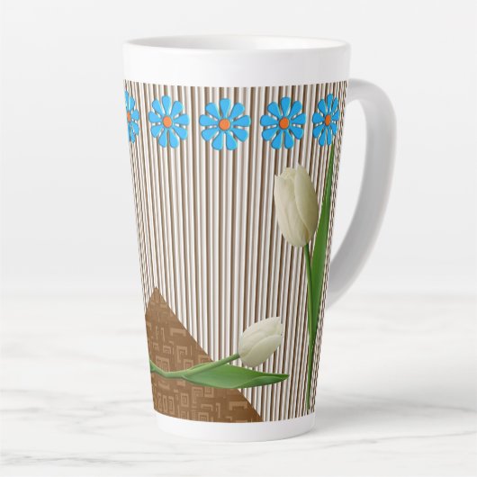 Floral Tulips Streifen Latte Tasse (Rechte Ecke)