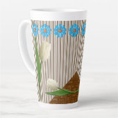 Floral Tulips Streifen Latte Tasse (Linke Ecke)
