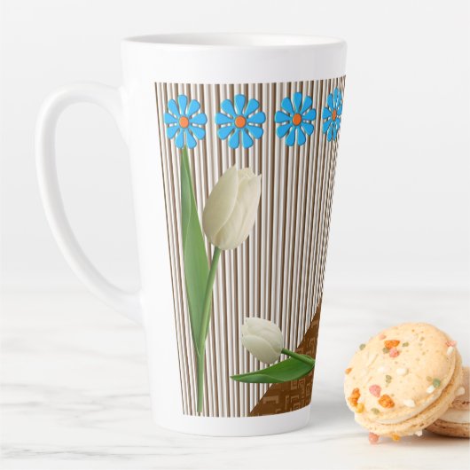 Floral Tulips Streifen Latte Tasse (Beispiel)