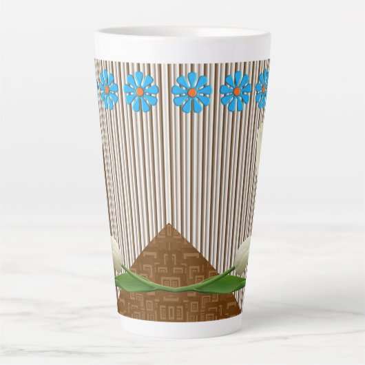 Floral Tulips Streifen Latte Tasse (Vorderseite)