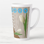 Floral Tulips Streifen Latte Tasse (Rechts)