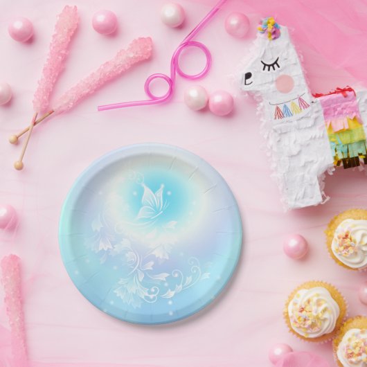 Floral Türkis Hübsch Butterfly Pappteller (Party)