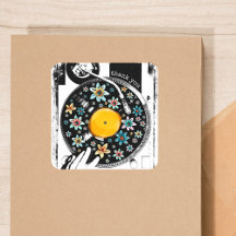 Floral Turntable Danke Geburtstag Vinyl Record