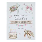 Floral Turtle Birthday Party Welcome Poster (Vorderseite)