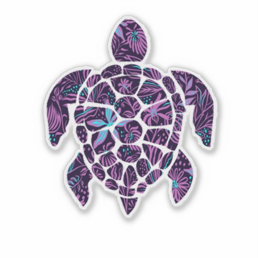 Floral Turtle Sticker (Vorderseite)