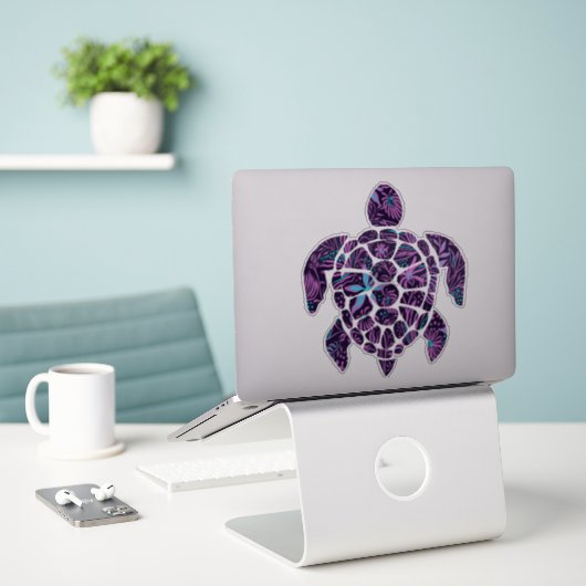 Floral Turtle Sticker (Laptop auf Schreibtisch)