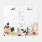 Floral Twin Girls Meilenstein Fleecedecke (Vorderseite (Horizontal))