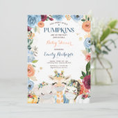 Floral Twin Safari Tiere Pumpkin Baby Dusche Einladung (Stehend Vorderseite)