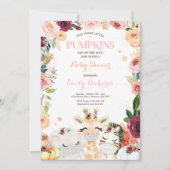 Floral Twin Safari Tiere Pumpkin Baby Dusche Einladung (Vorderseite)