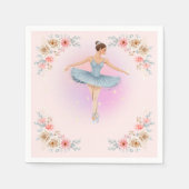 Floral Twirling Ballerina Wasserfarbe Babydusche Serviette (Vorderseite)