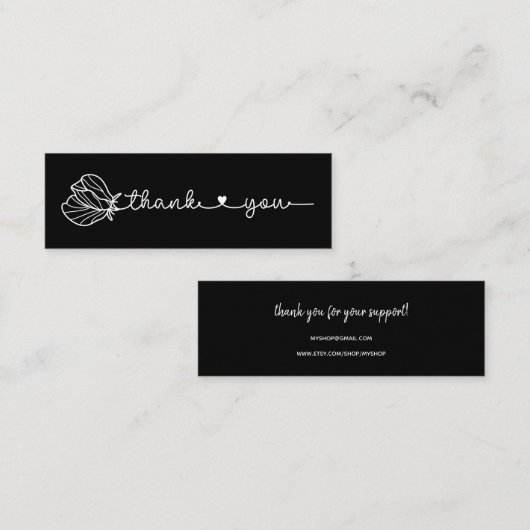 Floral Typografie Einfache Minimal Danke Etsy Mi Mini Visitenkarte (Vorne/Hinten)