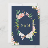 Floral Typografie Navy Anand Karaj Sikh Wedding Einladung (Rückseite)
