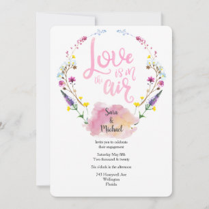 Floral Typografie Romantische Verlobung Einladung
