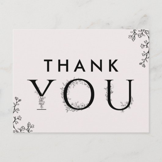 Floral Typografie Vielen Dank Postkarte (Vorderseite)