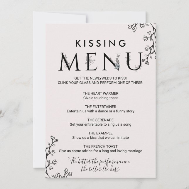 Floral Typografy Kissing Menu (Vorderseite)
