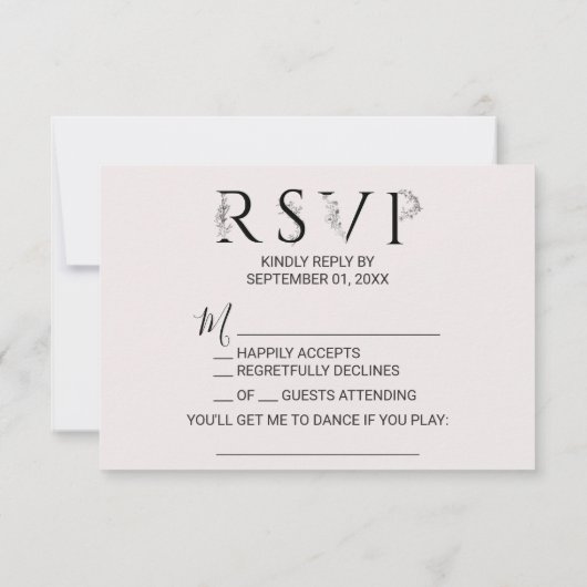 Floral Typografy Song Request RSVP Card Einladung (Rückseite)