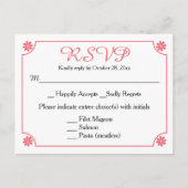 Floral UAWG Pink Blume Retro Hochzeitsfeier Einladungspostkarte (Vorderseite)