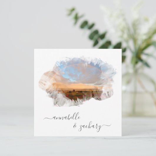 *~* FLORAL + UAWG - QR RAINBOW AR11 BEACH WEDDING EINLADUNG (Stehend Vorderseite)