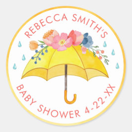 Floral Umbrella Baby Shower Sticker - April Dusche