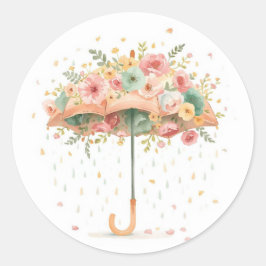 Floral Umbrella Baby Sprinkle Favor Sticker