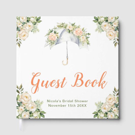 Floral Umbrella Bridal Shower Guest Book Gästebuch (Vorderseite)