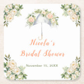 Floral Umbrella Bridal Shower Rechteckiger Pappuntersetzer (Vorderseite)