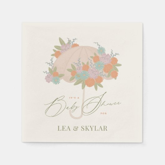 Floral Umbrella Neutral Unisex Baby Dusche Serviette (Vorderseite)