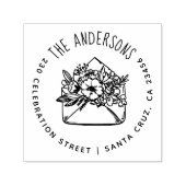 Floral Umschlag | Individuelle Name und Rücksendea Permastempel (Design)