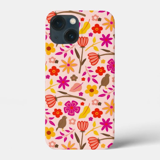 Floral und Bird Retro gestylt Case-Mate iPhone Hülle (Rückseite)