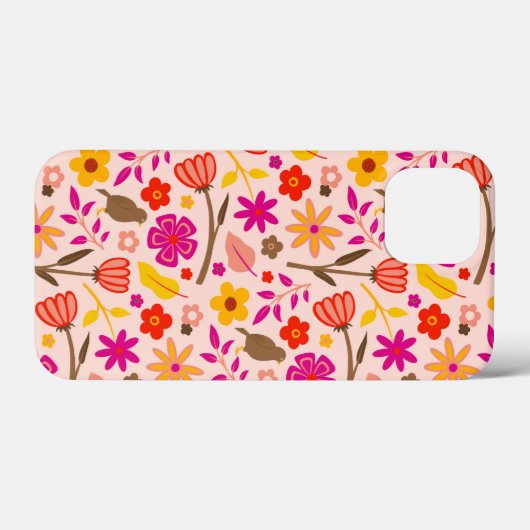 Floral und Bird Retro gestylt Case-Mate iPhone Hülle (Rückseite (Horizontal))
