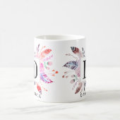 Floral und Blume Boho Monogram und Name Design Kaffeetasse (Mittel)