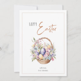 Floral und Eier Basket Happy Oaster Grüße Feiertagskarte