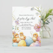 Floral und Eier Ostereier Jagen Einladung (Stehend Vorderseite)