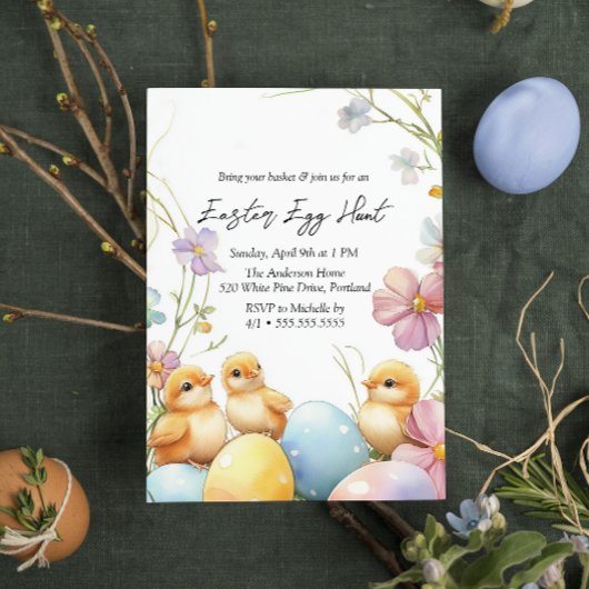 Floral und Eier Ostereier Jagen Einladung