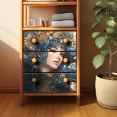 Floral und Gold Goddess Anime Style Blue Seidenpapier