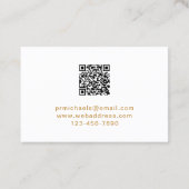 Floral und Greenery Gold Script mit QR Code White Visitenkarte (Rückseite)