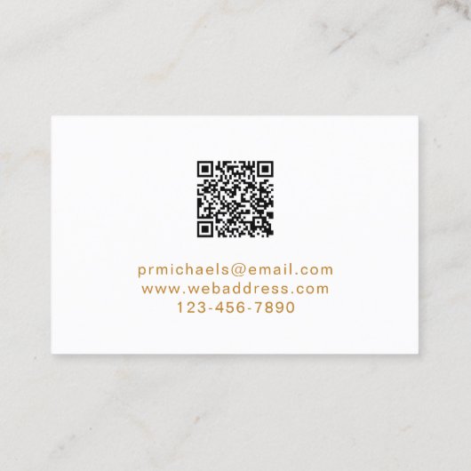 Floral und Greenery Gold Script mit QR Code White Visitenkarte (Rückseite)