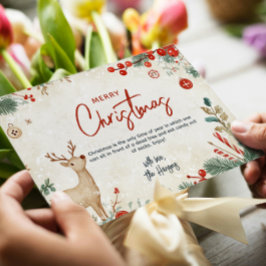 Floral und Reindeer Beige Frohe Weihnachten Custom