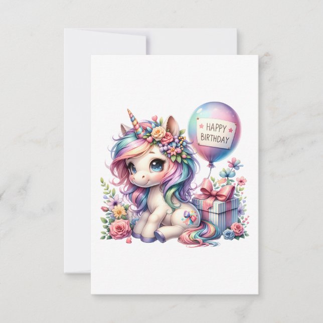 Floral Unicorn Birthday Joy (Vorderseite)