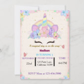 Floral Unicorn Birthday Party Invitation Einladung (Vorderseite)