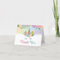 Floral Unicorn Danke Karte