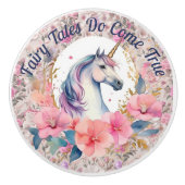 Floral Unicorn Fairy Tale Keramikknauf (Vorderseite)